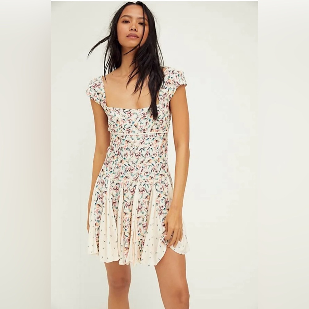 COPY - Free people ponderosa cutout back mini dress in peach combo size small